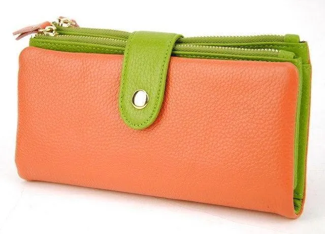 Leder Clutch Geldbörse Handy Geldbörse Kreditkartenhalter Ausweis Foto Fenster Organizer Lady Bag Snap Fashion