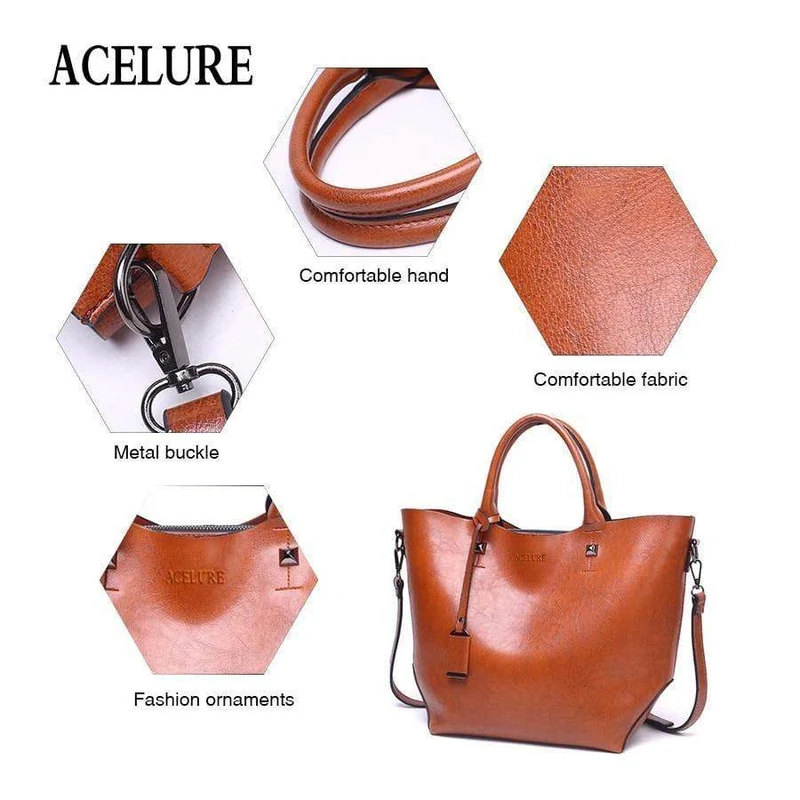 Frauen Eimer Tasche Öl Wachs Frauen Leder Handtaschen Große Tote Berühmte Marken Hohe Kapazität Weibliche Schulter Tasche Umhängetasche