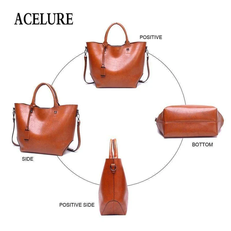 Frauen Eimer Tasche Öl Wachs Frauen Leder Handtaschen Große Tote Berühmte Marken Hohe Kapazität Weibliche Schulter Tasche Umhängetasche