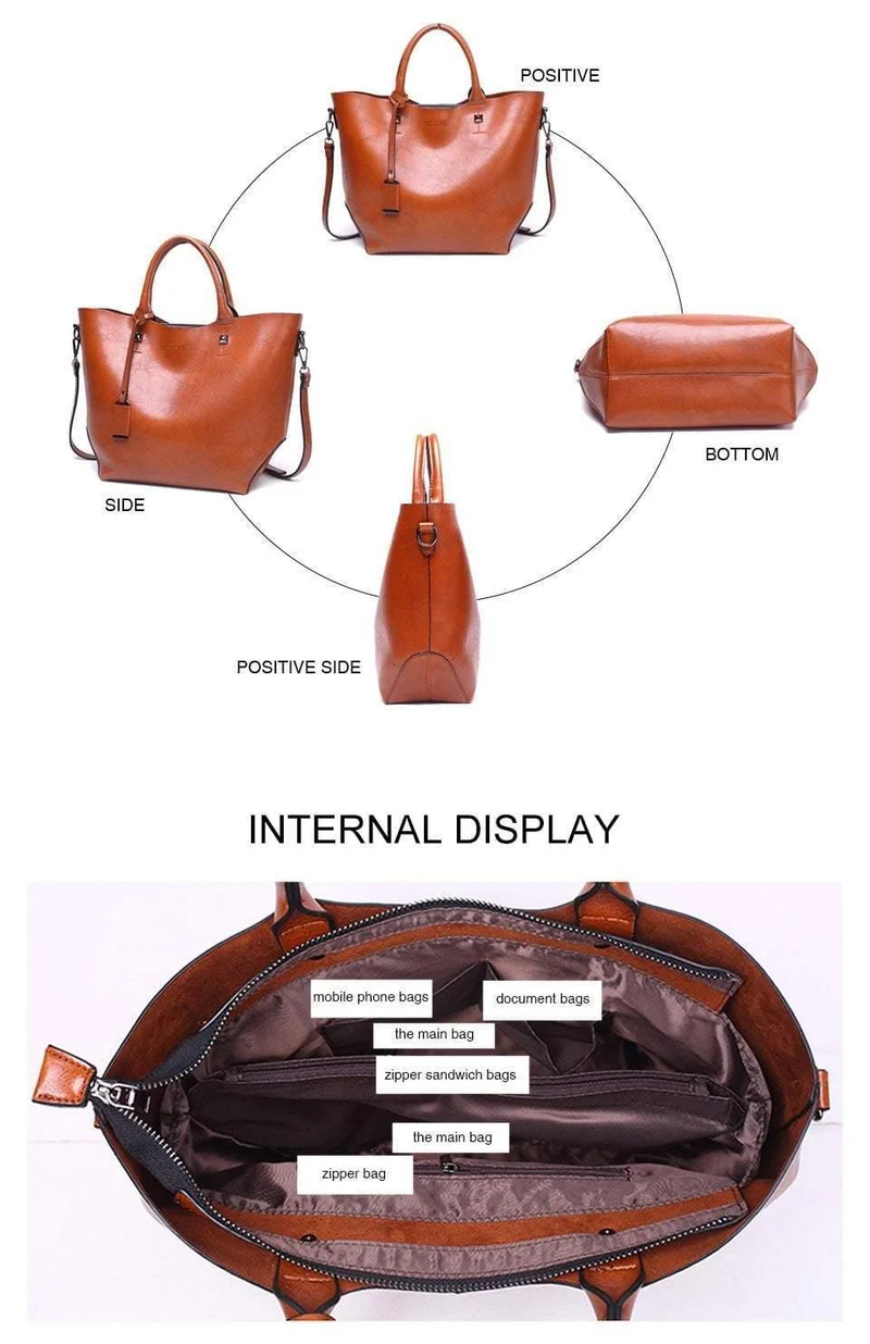 Frauen Eimer Tasche Öl Wachs Frauen Leder Handtaschen Große Tote Berühmte Marken Hohe Kapazität Weibliche Schulter Tasche Umhängetasche