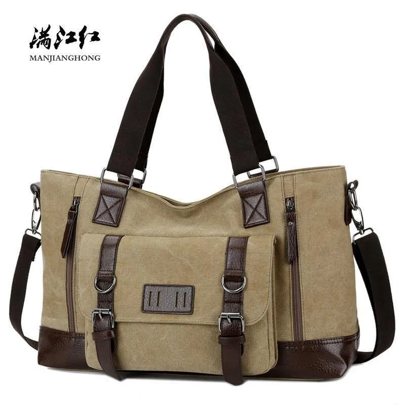 Casual Canvas Männer Reisetaschen Patchwork Leder Gepäck Reisetasche Männer Männliche Schulter Reise Seesäcke Messenger 1324
