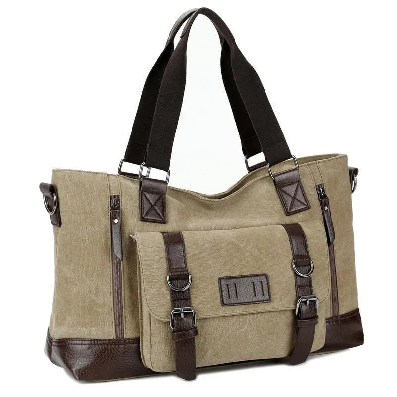 Casual Canvas Männer Reisetaschen Patchwork Leder Gepäck Reisetasche Männer Männliche Schulter Reise Seesäcke Messenger 1324