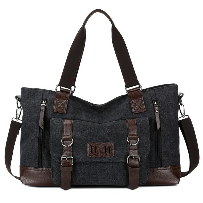 Casual Canvas Männer Reisetaschen Patchwork Leder Gepäck Reisetasche Männer Männliche Schulter Reise Seesäcke Messenger 1324
