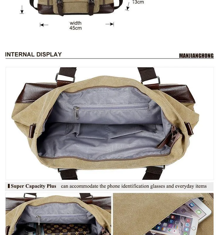 Casual Canvas Männer Reisetaschen Patchwork Leder Gepäck Reisetasche Männer Männliche Schulter Reise Seesäcke Messenger 1324