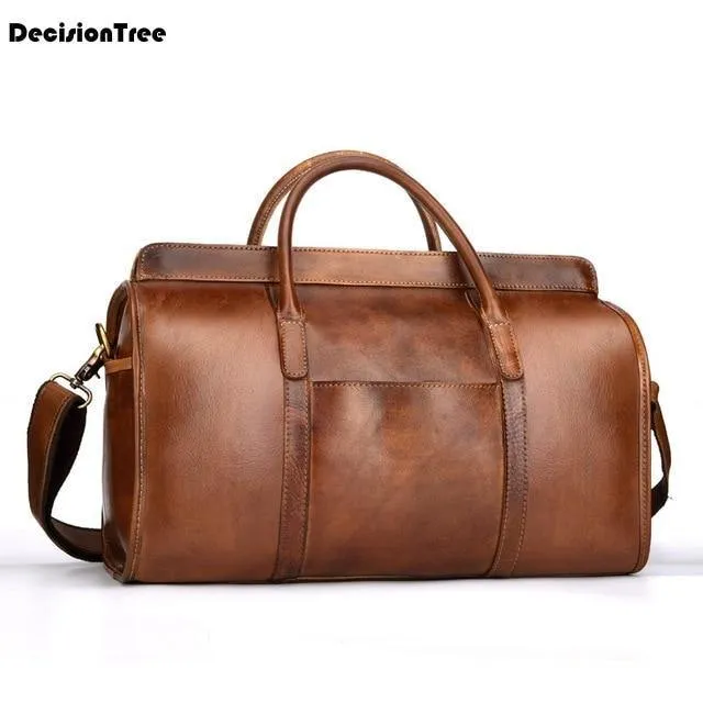 Handgepäck Unisex Reisetasche Tragen Verpackung Männer Vintage Tasche Männer Duffel Echtes Kuh Leder Handtasche LY48