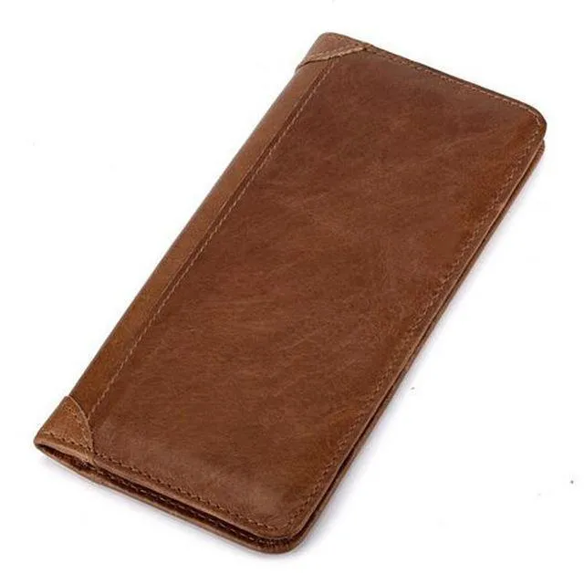 Leder Geldbörse Echtes Rindsleder Männer Bifold Geldbörse Lange Designer Bargeld Münzfach Kartenhalter Clutch Tasche Vintage Männlichen Brieftasche