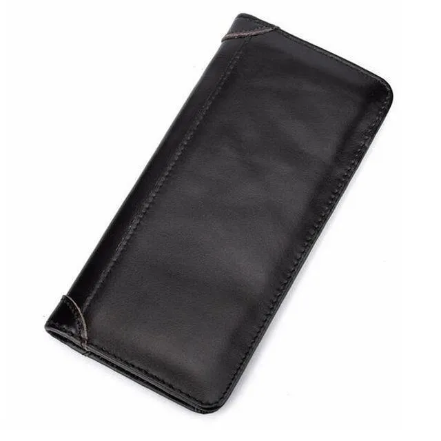 Leder Geldbörse Echtes Rindsleder Männer Bifold Geldbörse Lange Designer Bargeld Münzfach Kartenhalter Clutch Tasche Vintage Männlichen Brieftasche