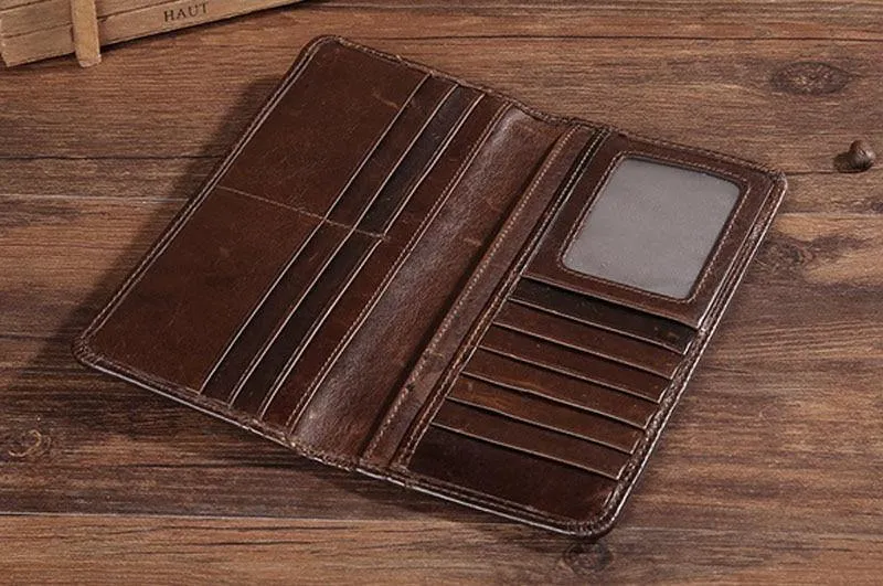 Leder Geldbörse Echtes Rindsleder Männer Bifold Geldbörse Lange Designer Bargeld Münzfach Kartenhalter Clutch Tasche Vintage Männlichen Brieftasche