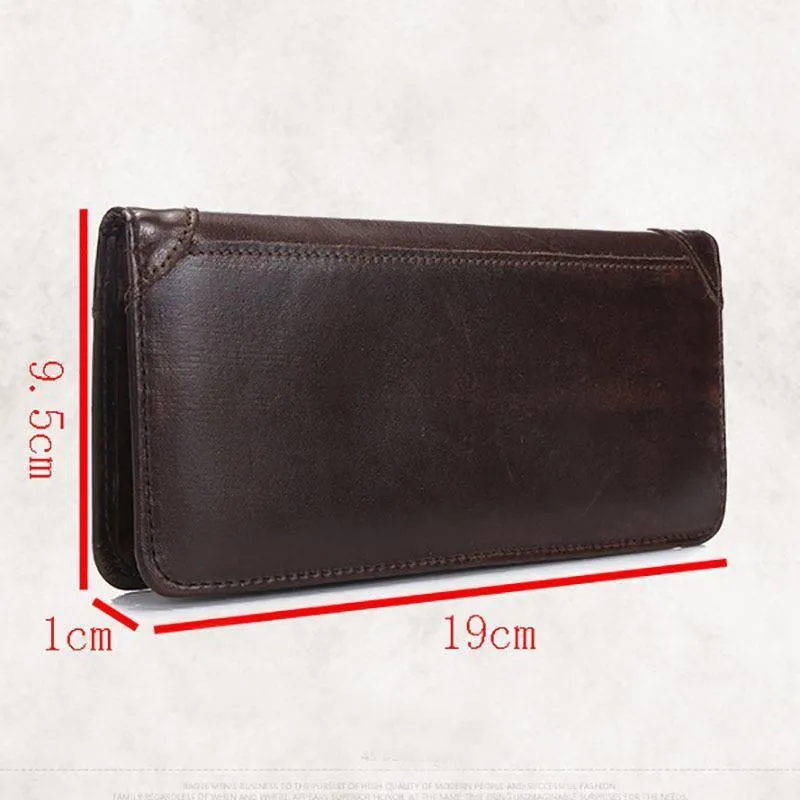 Leder Geldbörse Echtes Rindsleder Männer Bifold Geldbörse Lange Designer Bargeld Münzfach Kartenhalter Clutch Tasche Vintage Männlichen Brieftasche