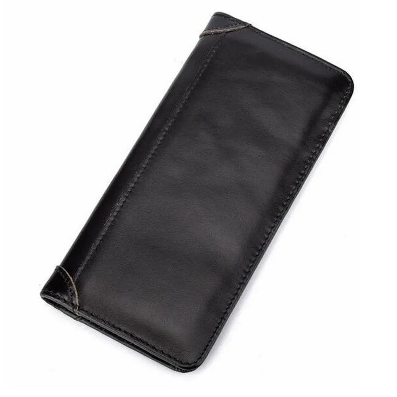Leder Geldbörse Echtes Rindsleder Männer Bifold Geldbörse Lange Designer Bargeld Münzfach Kartenhalter Clutch Tasche Vintage Männlichen Brieftasche