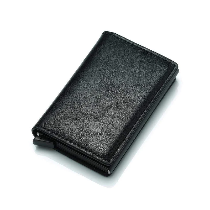 RFID-Blockierung Automatische Aluminium Dünne Männer Brieftaschen Männlichen Mini Schlanke Brieftasche Karte ID Inhaber Walet Kleine Geldbörsen Geldbeutel Valet
