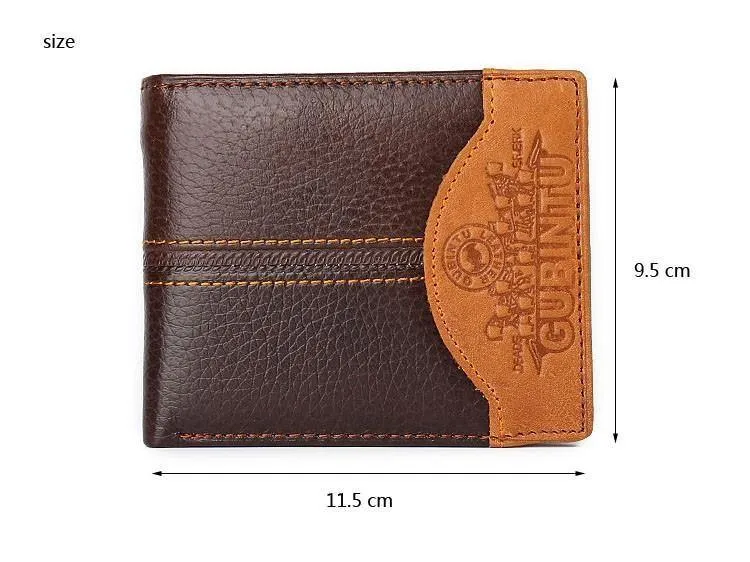 Herren-Geldbörsen aus echtem Leder, Markenbrieftasche, kurze Patchwork-Leder-Geldbörse mit Münzfach mit Reißverschluss
