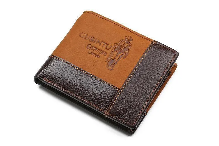 Herren-Geldbörsen aus echtem Leder, Markenbrieftasche, kurze Patchwork-Leder-Geldbörse mit Münzfach mit Reißverschluss