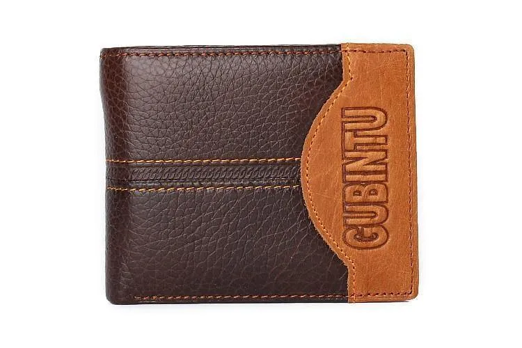 Herren-Geldbörsen aus echtem Leder, Markenbrieftasche, kurze Patchwork-Leder-Geldbörse mit Münzfach mit Reißverschluss