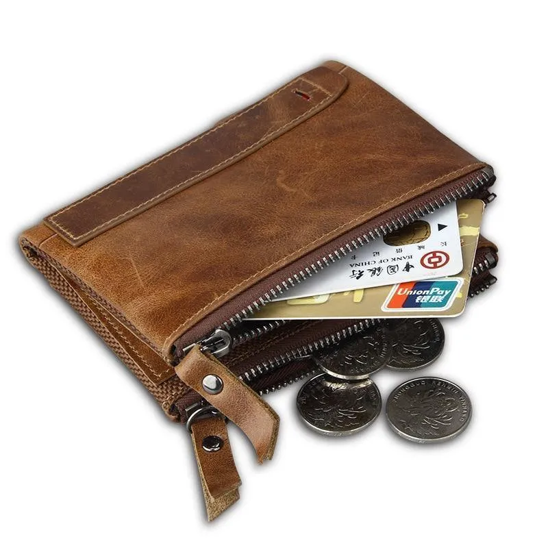 Echtes Leder Männer Brieftasche Kleine Reißverschlusstasche Männer Brieftaschen Portomonee Männlichen Kurzen Geldbörse Marke Carteira Für Rfid