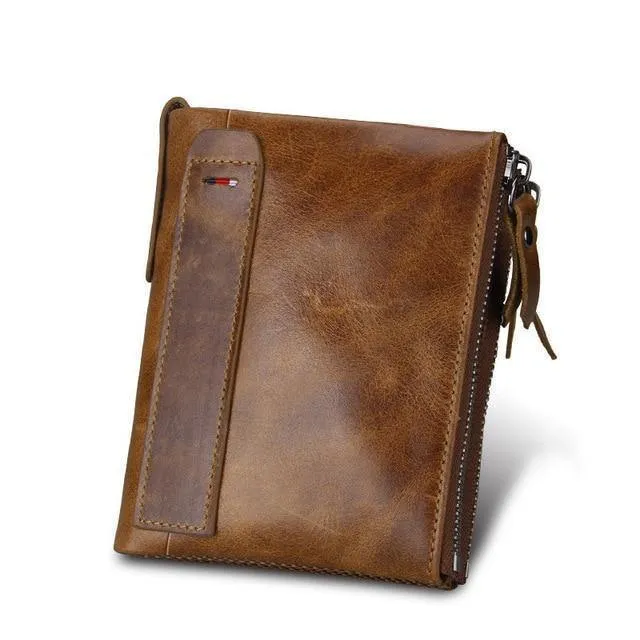 Echtes Leder Männer Brieftasche Kleine Reißverschlusstasche Männer Brieftaschen Portomonee Männlichen Kurzen Geldbörse Marke Carteira Für Rfid