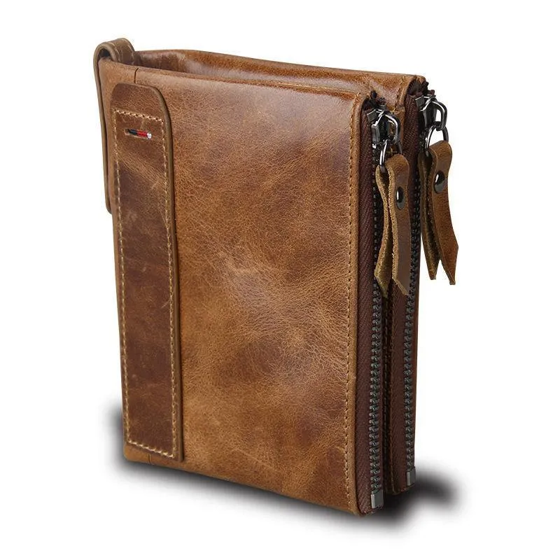 Echtes Leder Männer Brieftasche Kleine Reißverschlusstasche Männer Brieftaschen Portomonee Männlichen Kurzen Geldbörse Marke Carteira Für Rfid