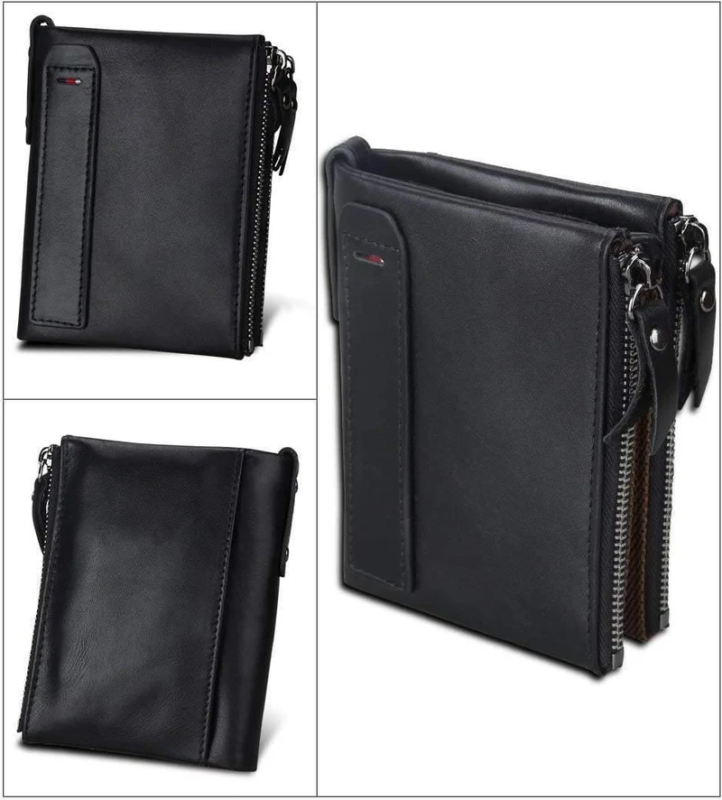 Echtes Leder Männer Brieftasche Kleine Reißverschlusstasche Männer Brieftaschen Portomonee Männlichen Kurzen Geldbörse Marke Carteira Für Rfid