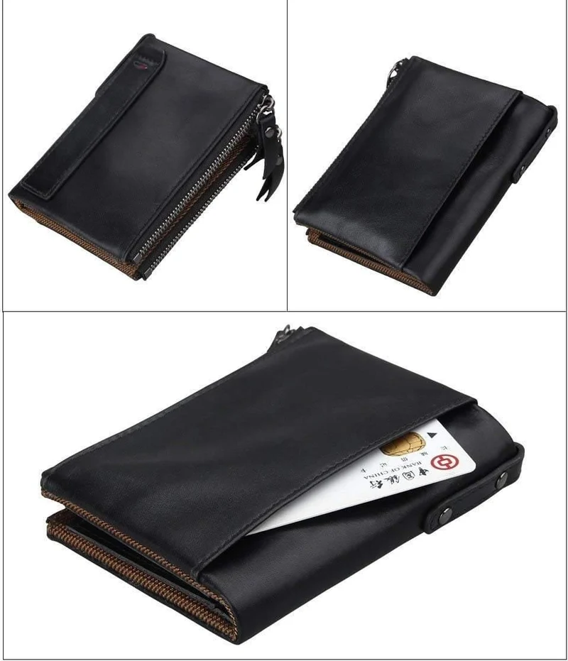 Echtes Leder Männer Brieftasche Kleine Reißverschlusstasche Männer Brieftaschen Portomonee Männlichen Kurzen Geldbörse Marke Carteira Für Rfid