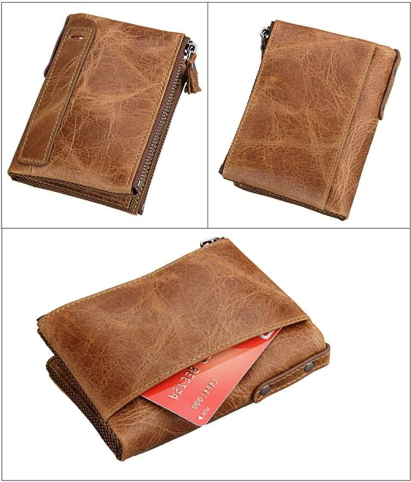 Echtes Leder Männer Brieftasche Kleine Reißverschlusstasche Männer Brieftaschen Portomonee Männlichen Kurzen Geldbörse Marke Carteira Für Rfid