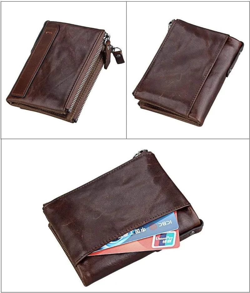 Echtes Leder Männer Brieftasche Kleine Reißverschlusstasche Männer Brieftaschen Portomonee Männlichen Kurzen Geldbörse Marke Carteira Für Rfid
