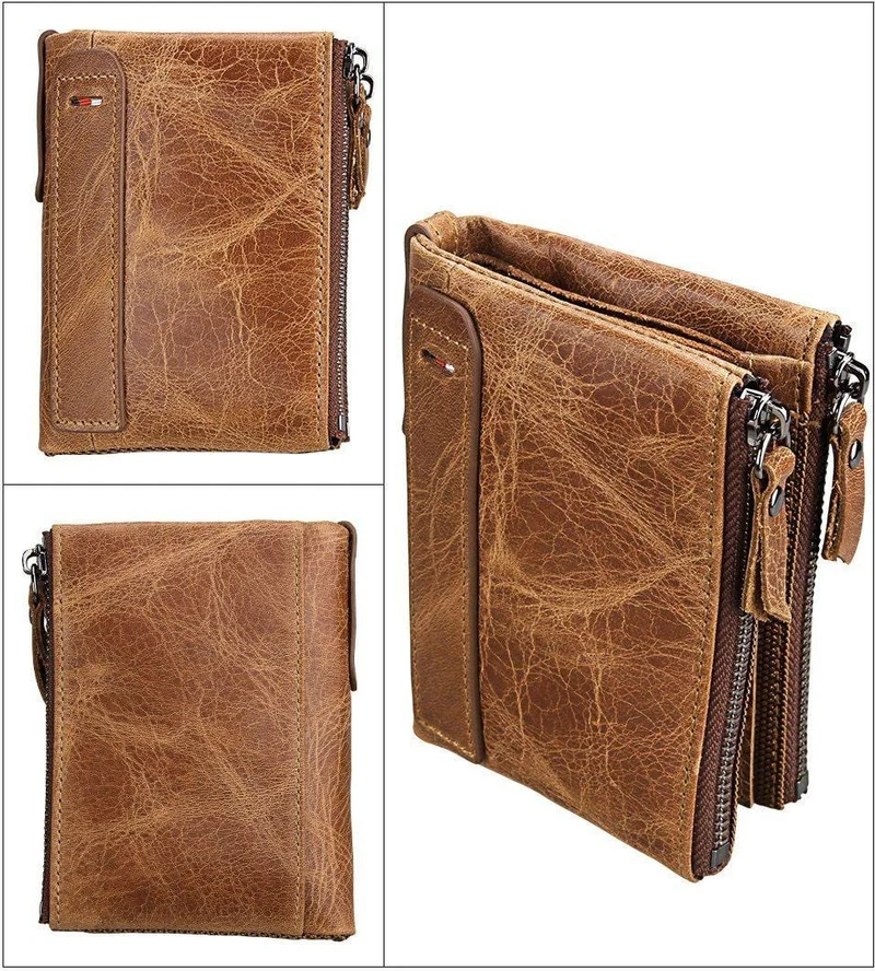 Echtes Leder Männer Brieftasche Kleine Reißverschlusstasche Männer Brieftaschen Portomonee Männlichen Kurzen Geldbörse Marke Carteira Für Rfid