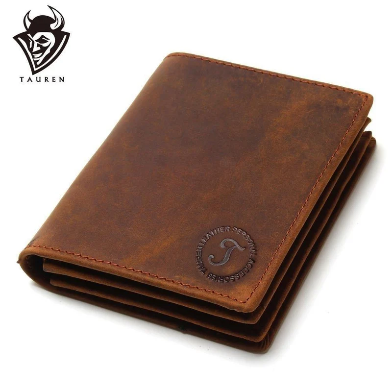 Vintage Crazy Horse handgemachte Leder Herren Geldbörsen multifunktionale Rindsleder Geldbörse aus echtem Leder Geldbörse für Männer