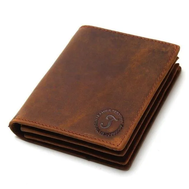 Vintage Crazy Horse handgemachte Leder Herren Geldbörsen multifunktionale Rindsleder Geldbörse aus echtem Leder Geldbörse für Männer