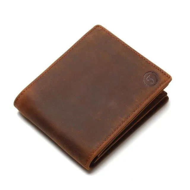 Vintage Crazy Horse handgemachte Leder Herren Geldbörsen multifunktionale Rindsleder Geldbörse aus echtem Leder Geldbörse für Männer