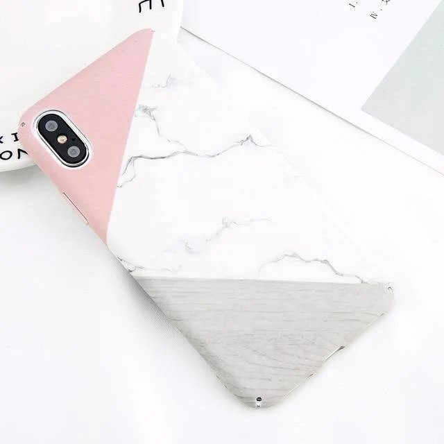 USLION Marble Phone Case For iPhone XS Max XR X Cherry Rose Floral Camellia Flower Case For iPhone 7 8 6 6S Plus Hard PC Cover