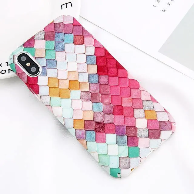 USLION Marble Phone Case For iPhone XS Max XR X Cherry Rose Floral Camellia Flower Case For iPhone 7 8 6 6S Plus Hard PC Cover