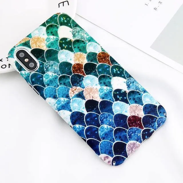 USLION Marble Phone Case For iPhone XS Max XR X Cherry Rose Floral Camellia Flower Case For iPhone 7 8 6 6S Plus Hard PC Cover