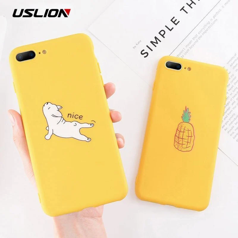 USLION Funny Cartoon Giraffe Phone Case For iPhone 7 8 Plus TPU Silicone Back Cover for iPhone X XR XS Max 6 6S Plus Soft Cases