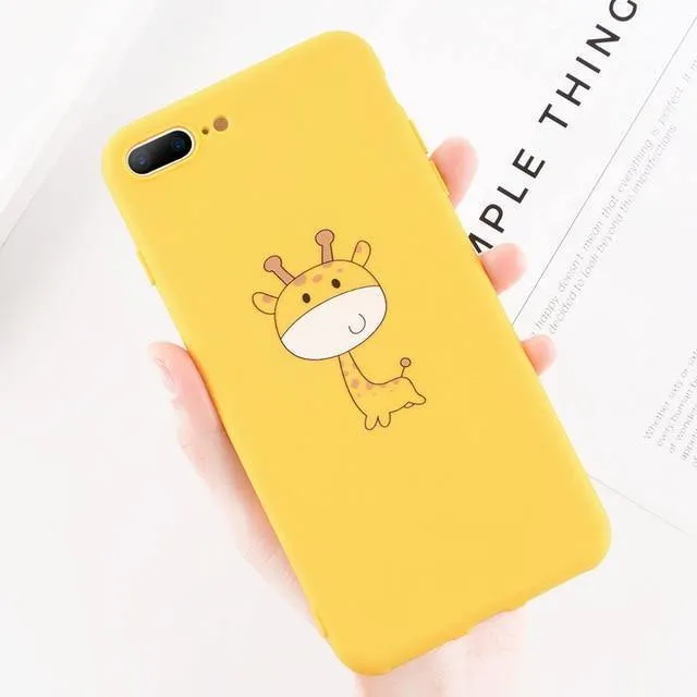 USLION Funny Cartoon Giraffe Phone Case For iPhone 7 8 Plus TPU Silicone Back Cover for iPhone X XR XS Max 6 6S Plus Soft Cases