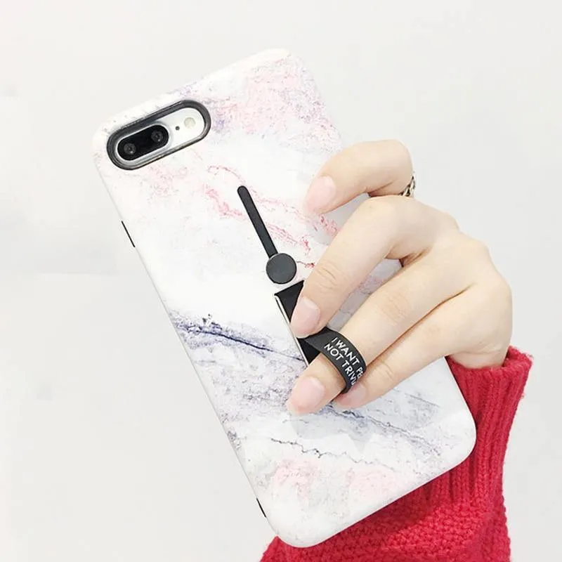 USLION Marble Case For iPhone 7 Plus XR XS Max Hide Ring Stand Holder Phone Cases For iPhone X 8 7 6 6s Plus Hard PC Back Cover