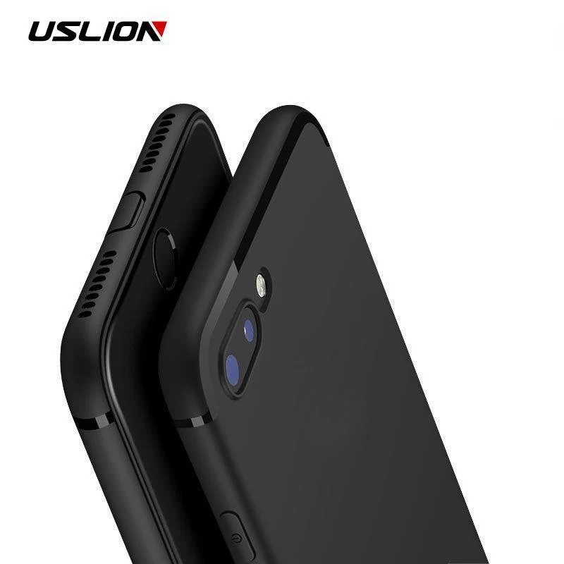 USLION Matte Soft Phone Case For iPhone 7 8 Plus Solid Color Cases For iPhone X 8 7 6 6S Plus Soft TPU Back Cover With Dust Plug