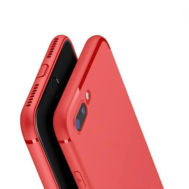 USLION Matte Soft Phone Case For iPhone 7 8 Plus Solid Color Cases For iPhone X 8 7 6 6S Plus Soft TPU Back Cover With Dust Plug