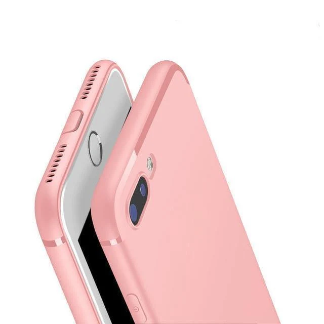 USLION Matte Soft Phone Case For iPhone 7 8 Plus Solid Color Cases For iPhone X 8 7 6 6S Plus Soft TPU Back Cover With Dust Plug