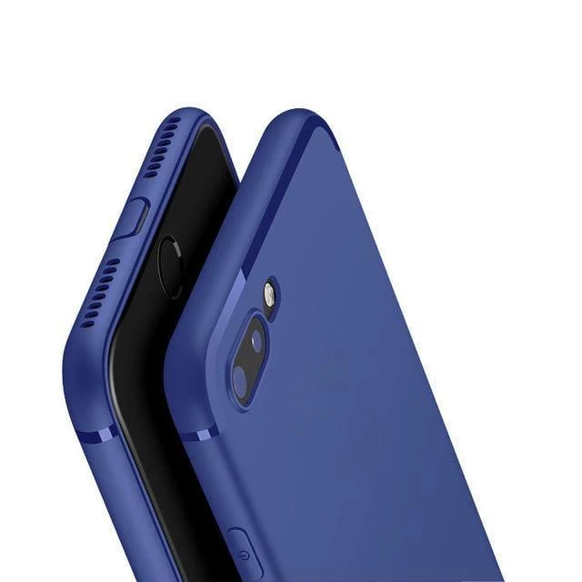 USLION Matte Soft Phone Case For iPhone 7 8 Plus Solid Color Cases For iPhone X 8 7 6 6S Plus Soft TPU Back Cover With Dust Plug