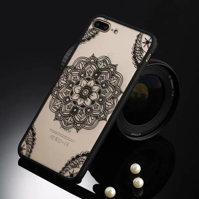 USLION Sexy Floral Phone Case For Apple iPhone 7 8 6 6s 5 5s SE Plus Lace Flower Hard PC Cases Back Cover For iPhone X XR XS Max