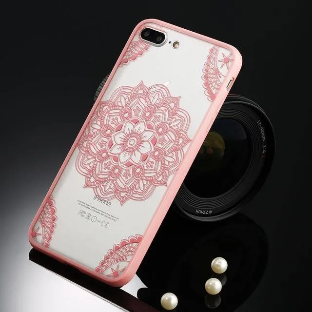 USLION Sexy Floral Phone Case For Apple iPhone 7 8 6 6s 5 5s SE Plus Lace Flower Hard PC Cases Back Cover For iPhone X XR XS Max