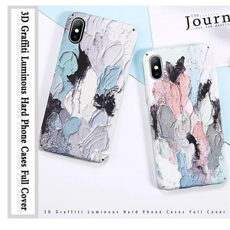 USLION Luminous Phone Case For iPhone 7 XR XS Max 3D Dye Graffiti Cases For iPhone 6 6s 7 8 Plus X Hard Cover PC Fundas Coque