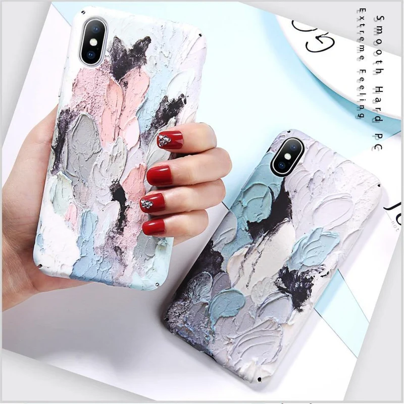 USLION Luminous Phone Case For iPhone 7 XR XS Max 3D Dye Graffiti Cases For iPhone 6 6s 7 8 Plus X Hard Cover PC Fundas Coque