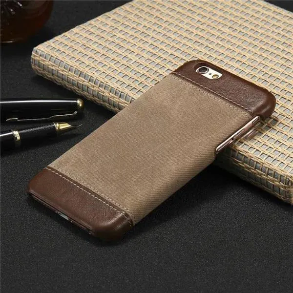 USLION Retro Style Cloth Skin Leather + PC Phone Cases for iphone 5 5s SE 6 6s 7 8 X Plus Back Cover Case Coque For iphone7 Plus