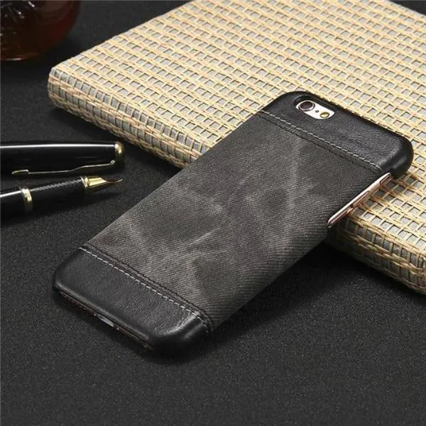 USLION Retro Style Cloth Skin Leather + PC Phone Cases for iphone 5 5s SE 6 6s 7 8 X Plus Back Cover Case Coque For iphone7 Plus