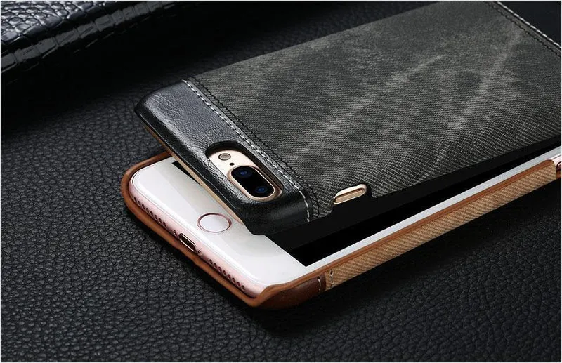 USLION Retro Style Cloth Skin Leather + PC Phone Cases for iphone 5 5s SE 6 6s 7 8 X Plus Back Cover Case Coque For iphone7 Plus