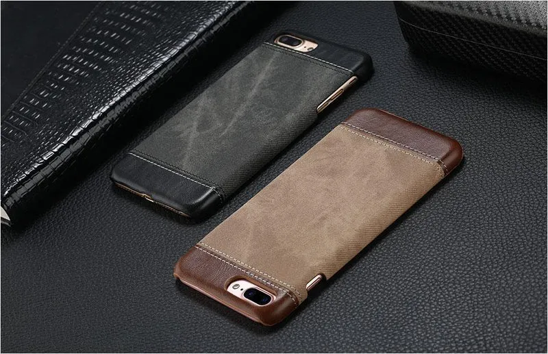 USLION Retro Style Cloth Skin Leather + PC Phone Cases for iphone 5 5s SE 6 6s 7 8 X Plus Back Cover Case Coque For iphone7 Plus