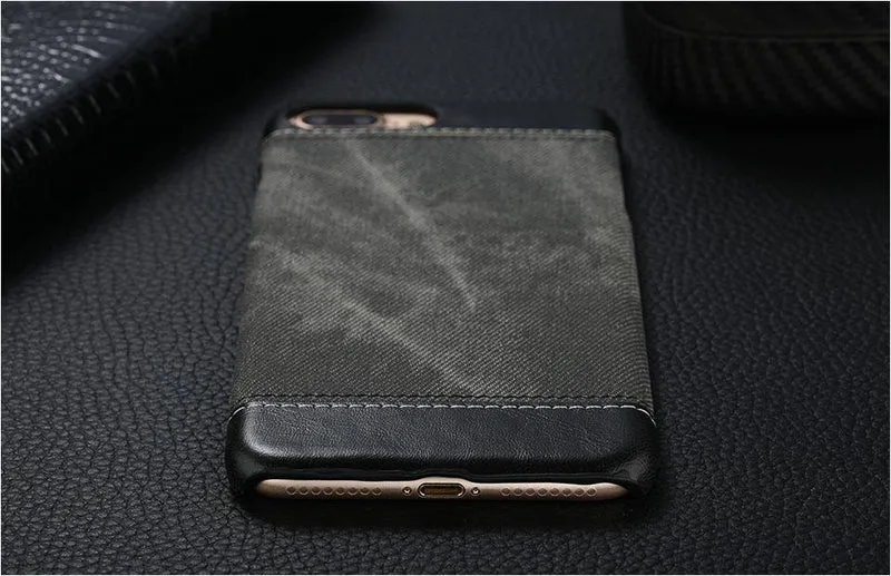 USLION Retro Style Cloth Skin Leather + PC Phone Cases for iphone 5 5s SE 6 6s 7 8 X Plus Back Cover Case Coque For iphone7 Plus