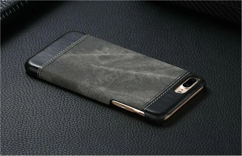 USLION Retro Style Cloth Skin Leather + PC Phone Cases for iphone 5 5s SE 6 6s 7 8 X Plus Back Cover Case Coque For iphone7 Plus