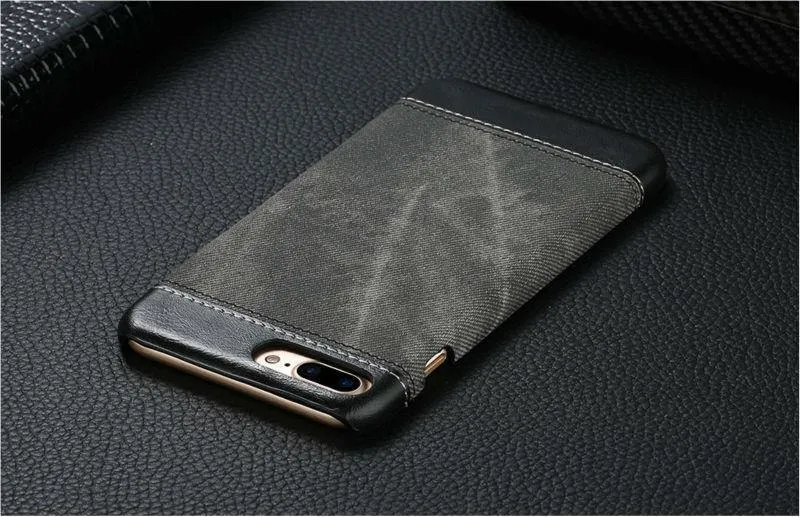 USLION Retro Style Cloth Skin Leather + PC Phone Cases for iphone 5 5s SE 6 6s 7 8 X Plus Back Cover Case Coque For iphone7 Plus